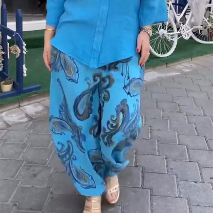 💖 Női hosszú ujjú alkalmi felső és széles szárú nadrág ✨