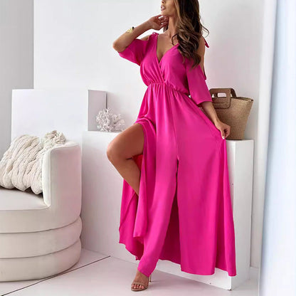 【💖Újdonságok 2025】👗Elegáns, szexi ruha nőknek hegyes nyakkivágással