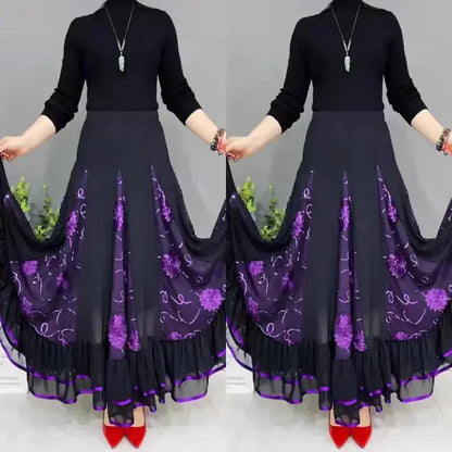 🌷🌹Új, magas derekú hímzett hosszú táncszoknya