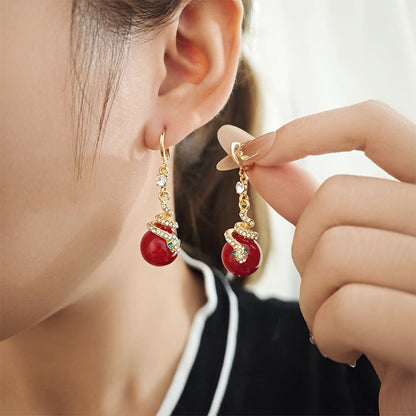 🐍Különleges újévi ajánlat🎀 Aranyozott gyöngyház kígyó fülbevaló