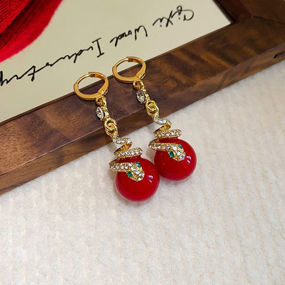 🐍Különleges újévi ajánlat🎀 Aranyozott gyöngyház kígyó fülbevaló