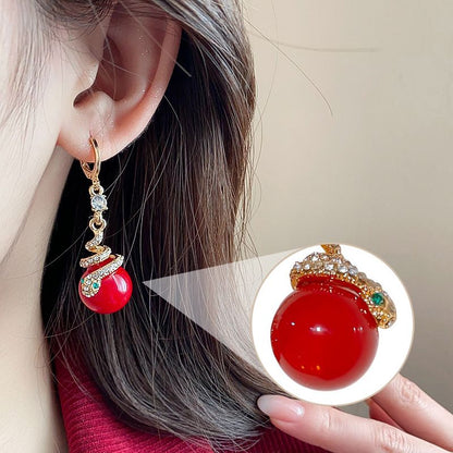 🐍Különleges újévi ajánlat🎀 Aranyozott gyöngyház kígyó fülbevaló