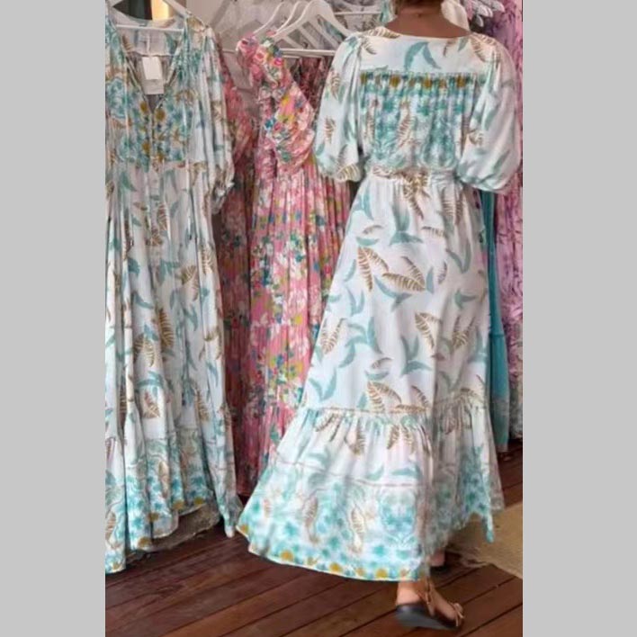 Divatos női V-nyakú maxiruha övvel