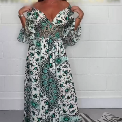 S-5XL🥰Női V-nyakú, nyomtatott Jumpsuit