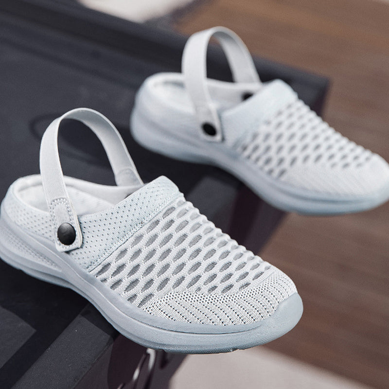 Divatos, hálós, légáteresztő, félig csúszós szandál