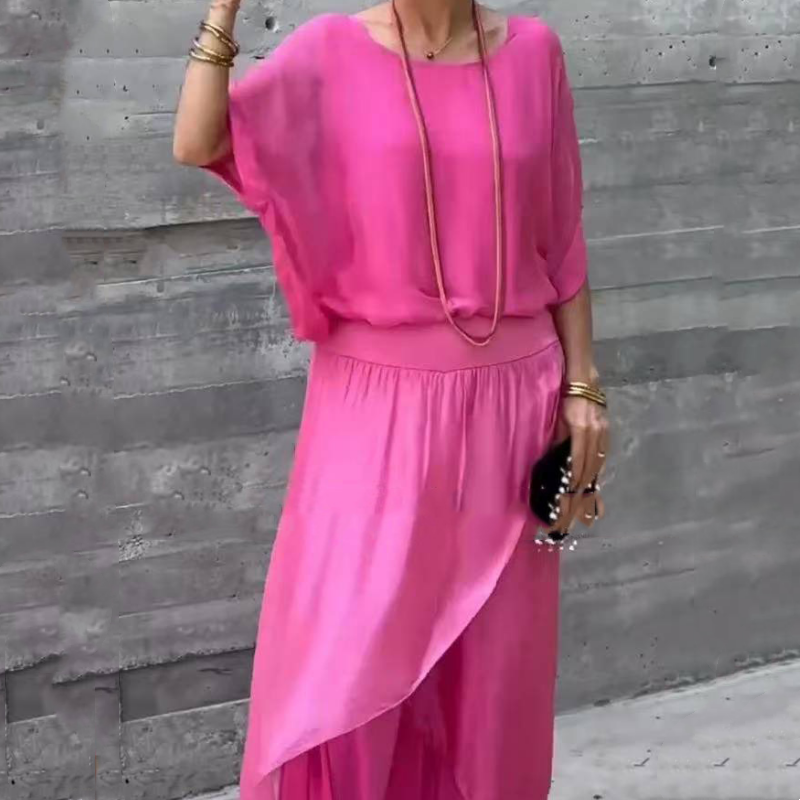 Bő felső és széles sifon nadrág, 2 részes szett