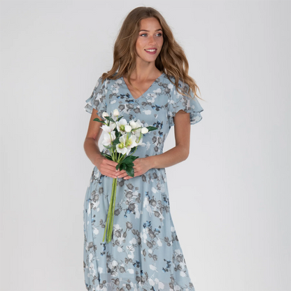 🌸 Könnyű, rövid ujjú, virágmintás maxiruha【M-3XL】