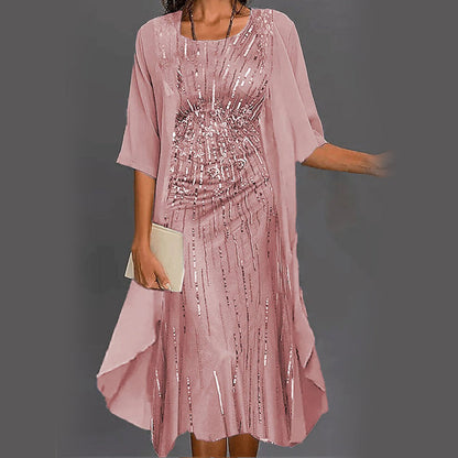 🔥👗Elegáns, kétrészes, virágmintás sifon ruhák