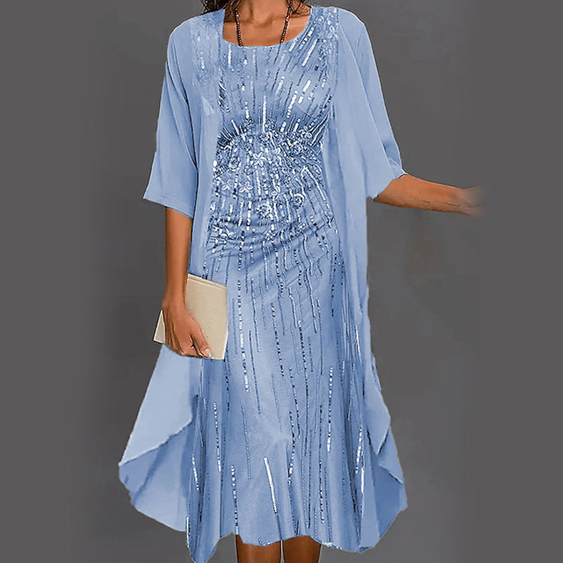 🔥👗Elegáns, kétrészes, virágmintás sifon ruhák