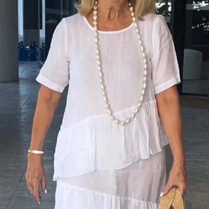 💖Riszírozott, kerek nyakú női ruha