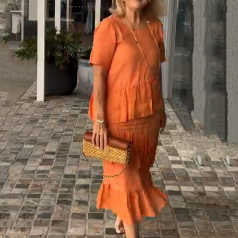 💖Riszírozott, kerek nyakú női ruha