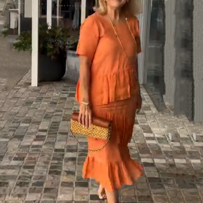 💖Riszírozott, kerek nyakú női ruha