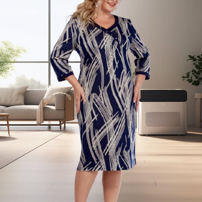 🌸Elegáns női ruhák absztrakt mintával és hét ujjal