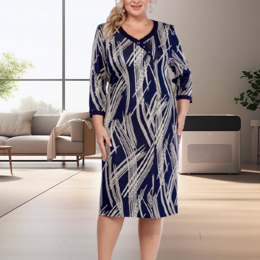 🌸Elegáns női ruhák absztrakt mintával és hét ujjal