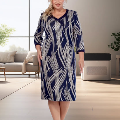 🌸Elegáns női ruhák absztrakt mintával és hét ujjal