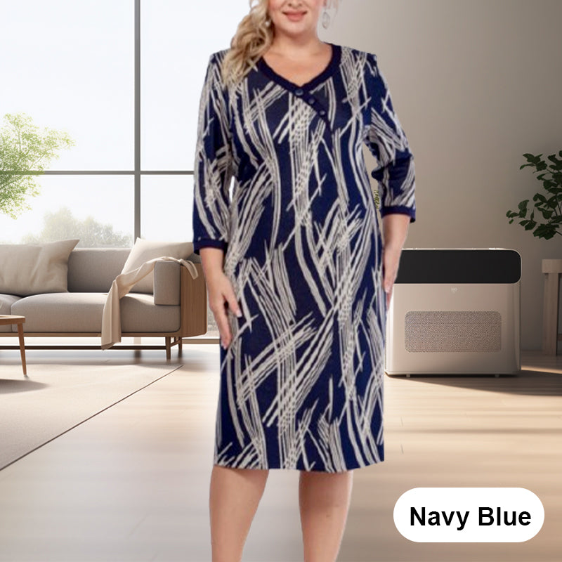 🌸Elegáns női ruhák absztrakt mintával és hét ujjal