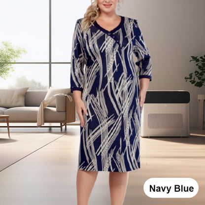 🌸Elegáns női ruhák absztrakt mintával és hét ujjal