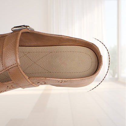 Kerek fejű üreges faragott virágok alacsony sarok női papucsok