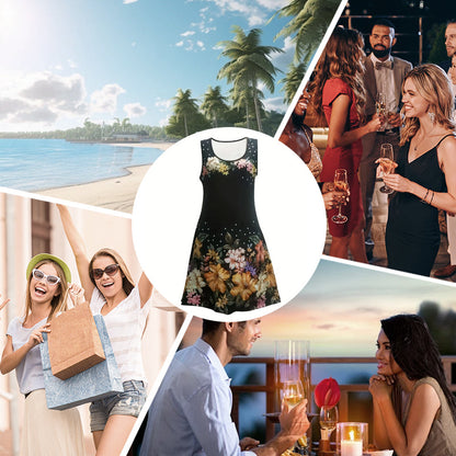 Női ujjatlan virágmintás nyári ruha