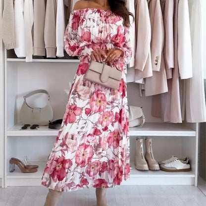 🌸Virágos felső nyitott vállakkal és kétrészes szett maxi szoknyával