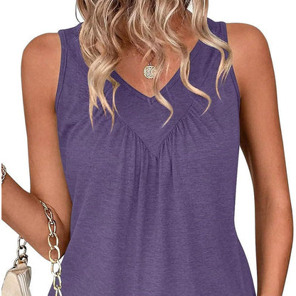 👚Női ujjatlan V-nyakú póló