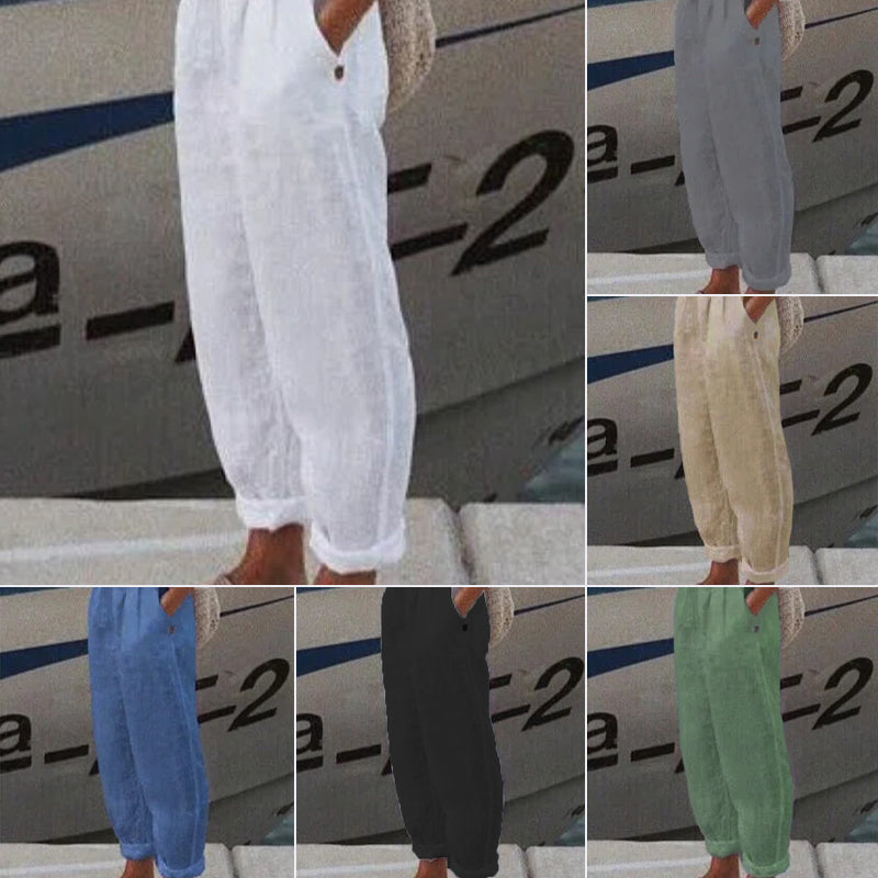 Légáteresztő vászon alkalmi nadrág