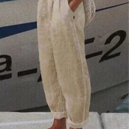 Légáteresztő vászon alkalmi nadrág