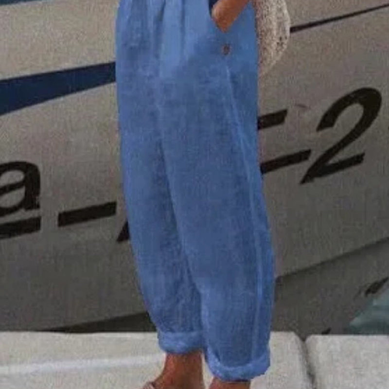 Légáteresztő vászon alkalmi nadrág