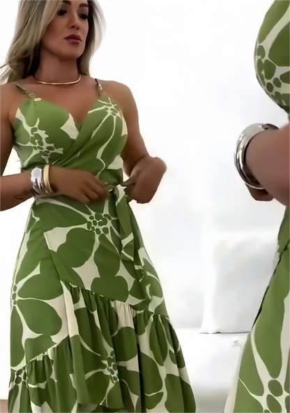 🌼 V-nyakú mintás alkalmi ruhák nőknek