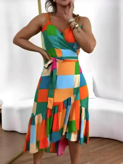 🌼 V-nyakú mintás alkalmi ruhák nőknek