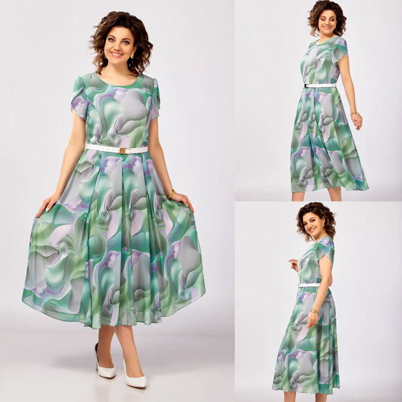 💞Absztrakt virágos fantázia ruha (övvel együtt)