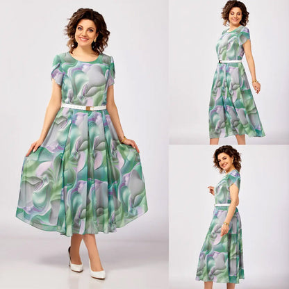 💞Absztrakt virágos fantázia ruha (övvel együtt)