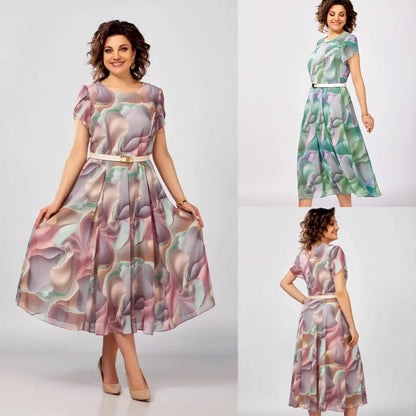 💞Absztrakt virágos fantázia ruha (övvel együtt)