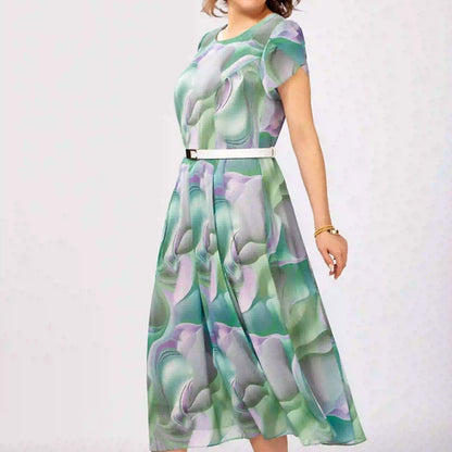 💞Absztrakt virágos fantázia ruha (övvel együtt)