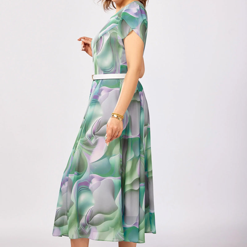 💞Absztrakt virágos fantázia ruha (övvel együtt)