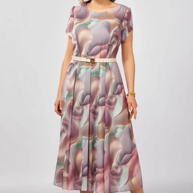 💞Absztrakt virágos fantázia ruha (övvel együtt)