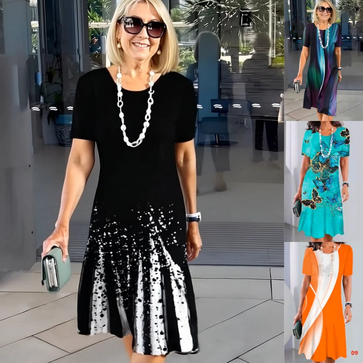 Női színes-blokk rakott ruha