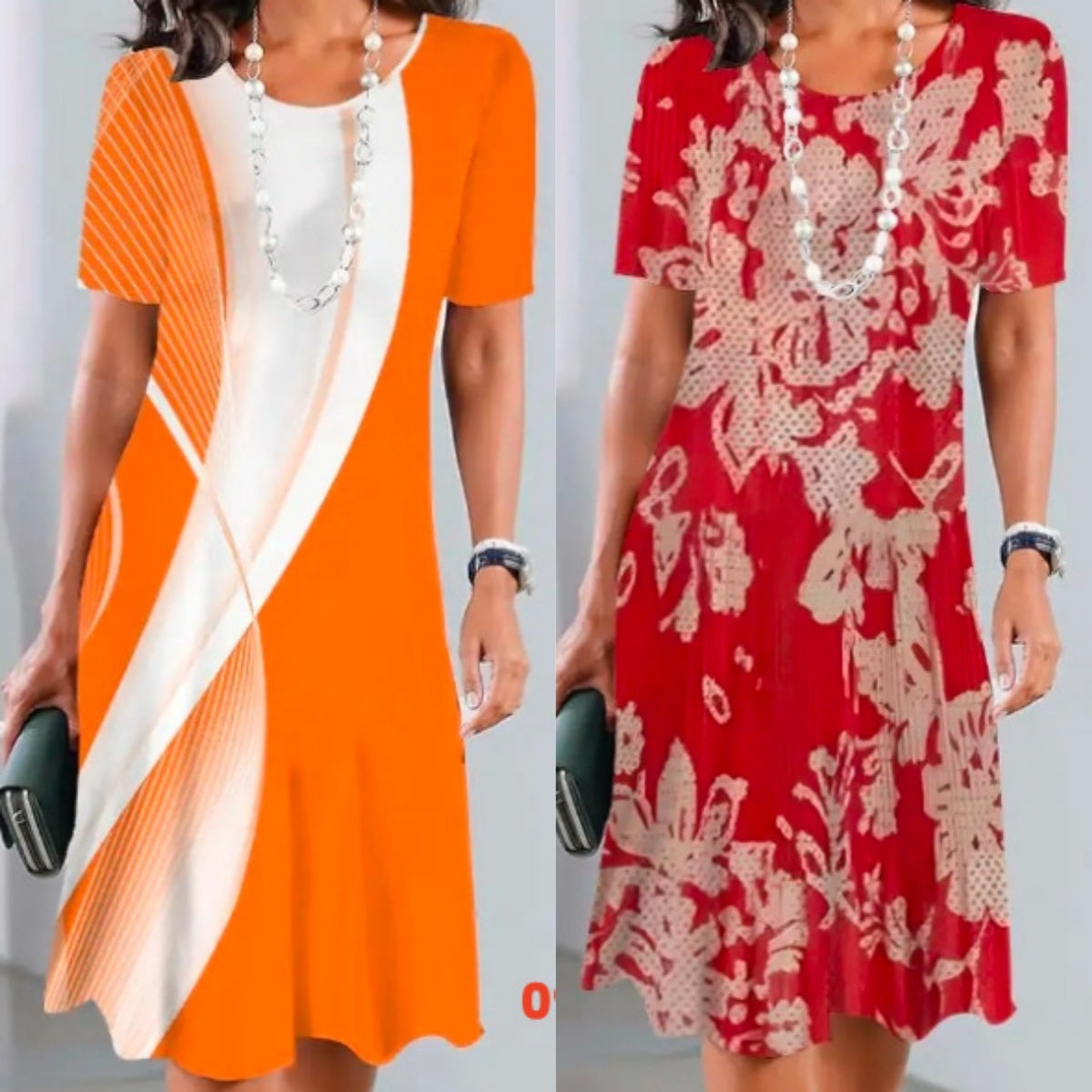 Női színes-blokk rakott ruha