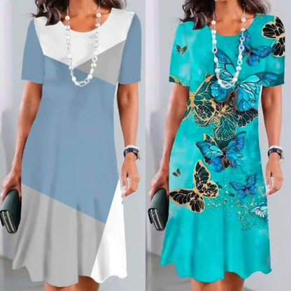 Női színes-blokk rakott ruha