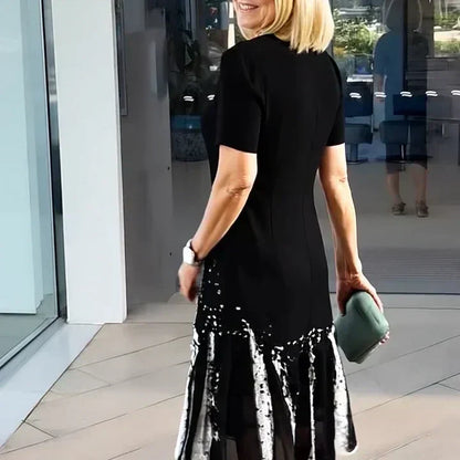 Női színes-blokk rakott ruha