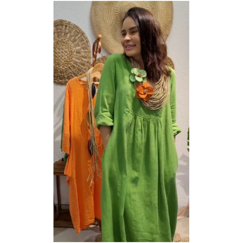 💖Korlátozott kiárusítás 20% KEDVEZMÉNY💖Női alkalmi hosszú ujjú vászon Boho ruha