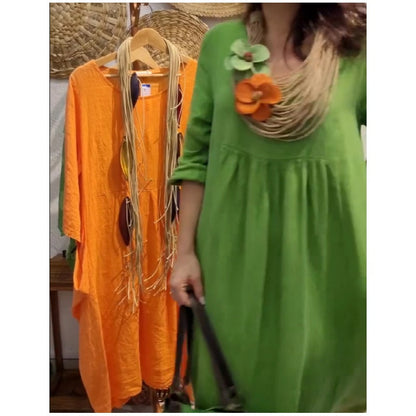 💖Korlátozott kiárusítás 20% KEDVEZMÉNY💖Női alkalmi hosszú ujjú vászon Boho ruha