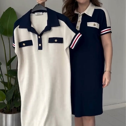 😍Modern női ruhák rövid ujjú hajtókával