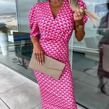 Női rövid ujjú, V-nyakú ruhák