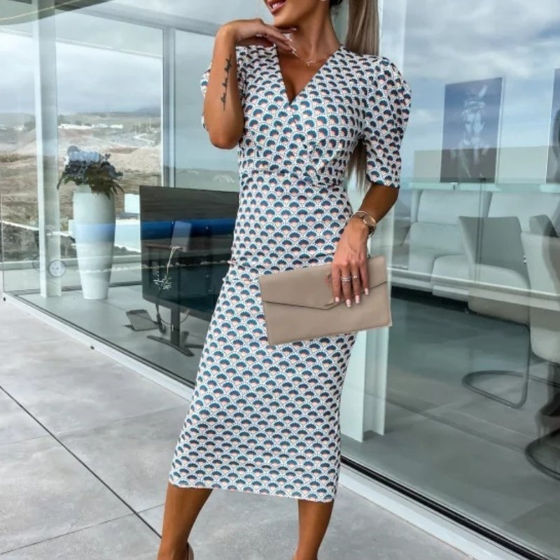 Női rövid ujjú, V-nyakú ruhák