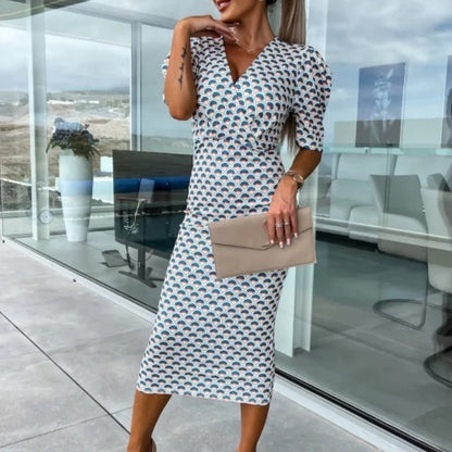 Női rövid ujjú, V-nyakú ruhák