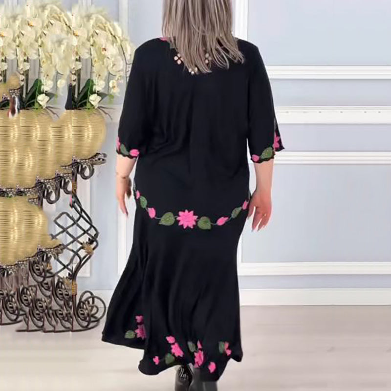 🌷Elegáns virágmintás női ruha V-nyakkal