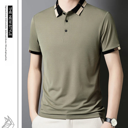 🔥Férfi Rugalmas Ice Selyem Rövid Ujjú Galléros Póló