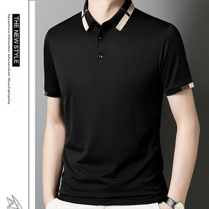 🔥Férfi Rugalmas Ice Selyem Rövid Ujjú Galléros Póló