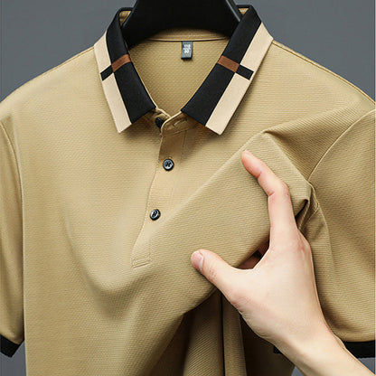 🔥Férfi Rugalmas Ice Selyem Rövid Ujjú Galléros Póló